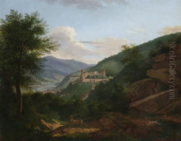 Heidelberg Oil Painting by Jakob Wilhelm Christian Roux