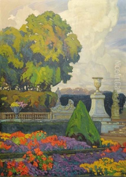 Vue Des Jardins De Versailles Oil Painting by Tony Georges Roux