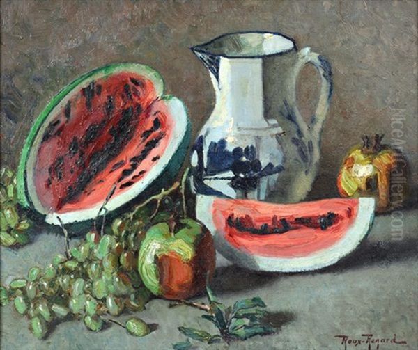 Nature Morte Aux Pasteques Oil Painting by Antonin Marius Auguste Roux-Renard