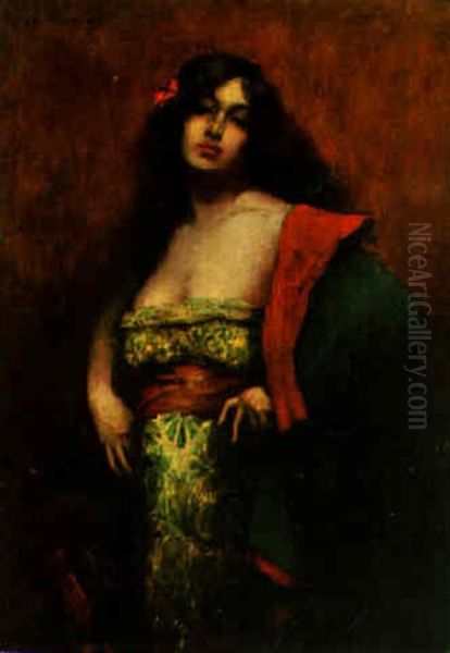 Femme Fatale Oil Painting by Antonin Marius Auguste Roux-Renard