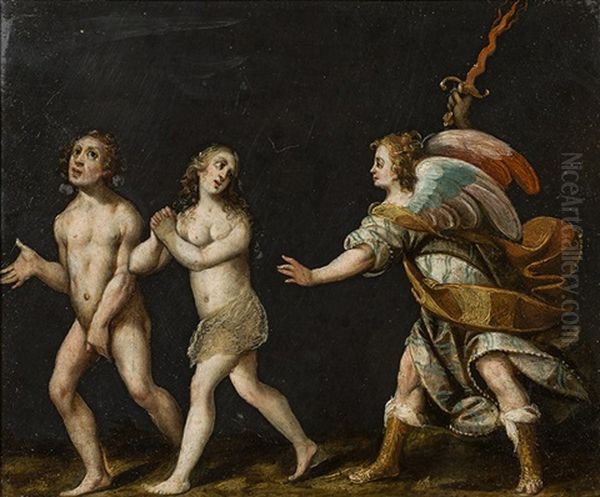 The Expulsion From Paradise Oil Painting by Giovanni Battista Rovedata