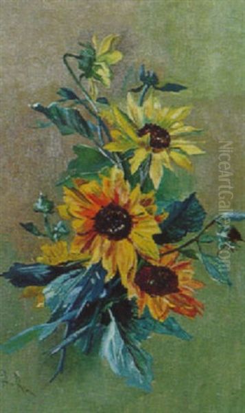 Sunflowers Oil Painting by Marian Ellis Rowan