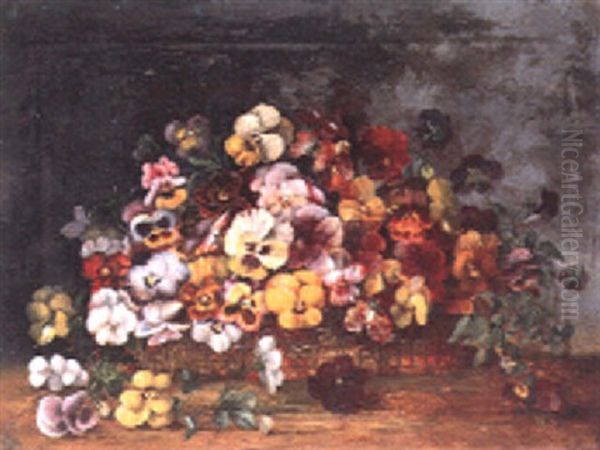 Basket Of Pansies Oil Painting by Marian Ellis Rowan