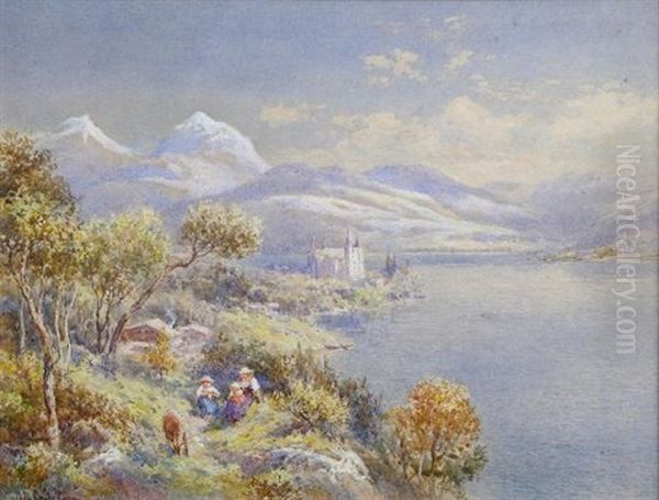 The Castle Of Hunegg, Switzerland Oil Painting by Charles Rowbotham