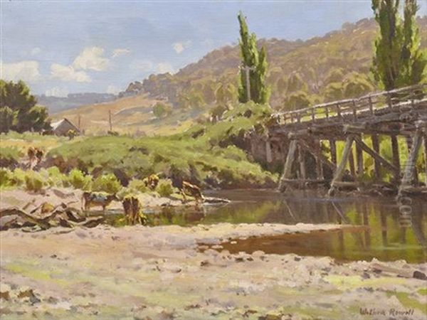 Cattle Drinking Oil Painting by William Nicholas Rowell