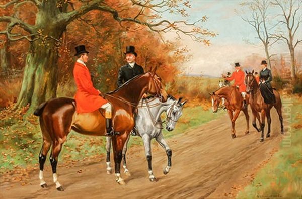 Riders On Horseback Oil Painting by George Derville Rowlandson