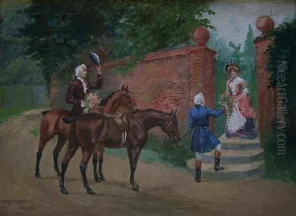 Gallant Suitors (+ Elegant Riders; Pair) Oil Painting by George Derville Rowlandson