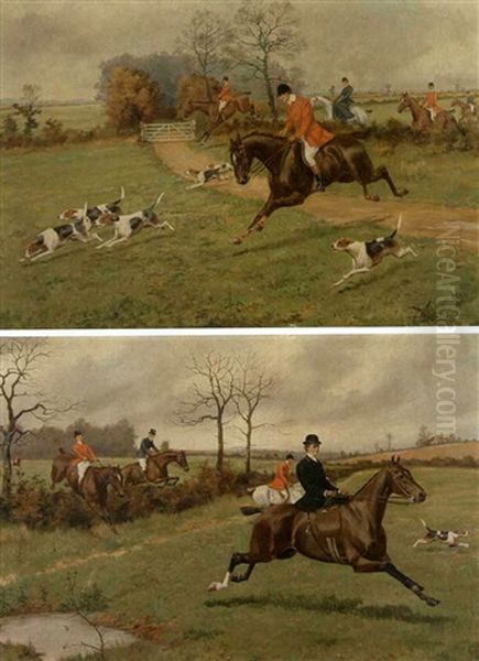 Hunting Scene (+ Another; Pair) by George Derville Rowlandson