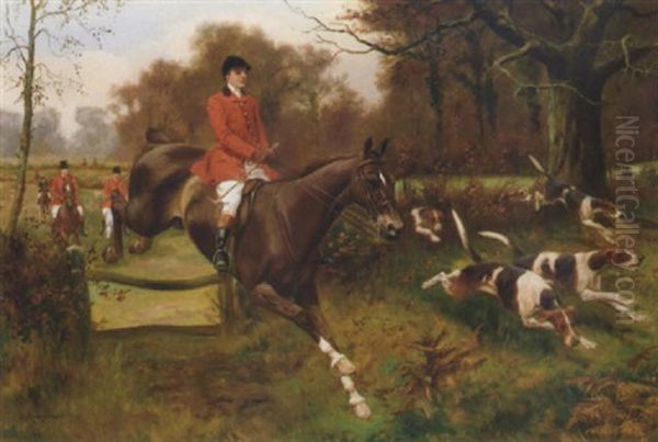 Leading The Hunt Oil Painting by George Derville Rowlandson