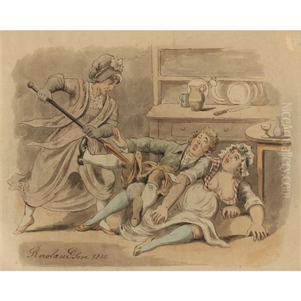 A Scorned Couple Oil Painting by Thomas Rowlandson