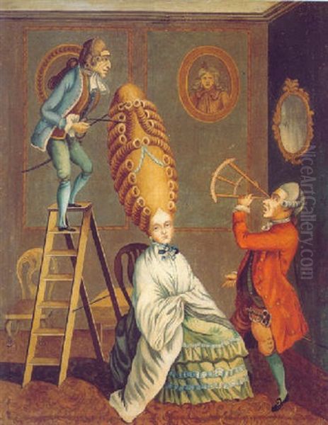 A Hairdresser, A Caricature Oil Painting by Thomas Rowlandson