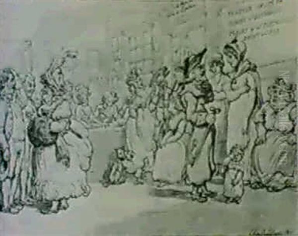 Hiring Of Servants Oil Painting by Thomas Rowlandson