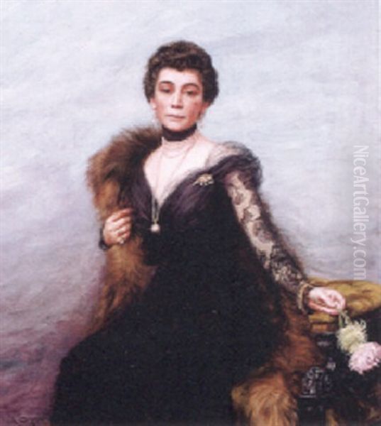 Portrat Einer Eleganten Dame Oil Painting by Giovanni Roy