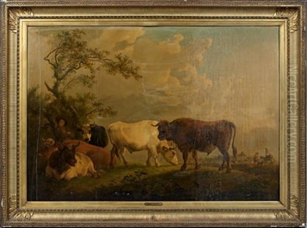 Troupeau De Vaches Oil Painting by Jean-Baptiste De Roy