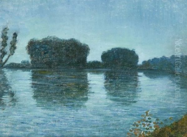 Bord D'etang La Nuit Oil Painting by Louis Georges Eleonor Roy