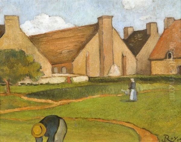 Ferme Bretonne Oil Painting by Louis Georges Eleonor Roy