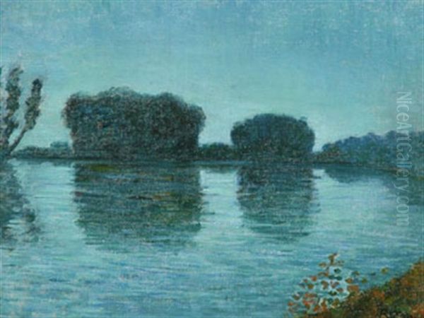 Paysage Au Bord De Lac Oil Painting by Louis Georges Eleonor Roy