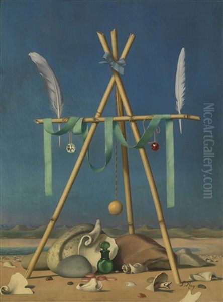 Surrealist Still Life (pirate Souvenirs) Oil Painting by Pierre Roy