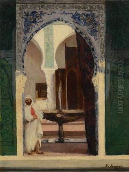 Alger, Oriental Devant Une Casbah Oil Painting by Ferdinand Victor Leon Roybet