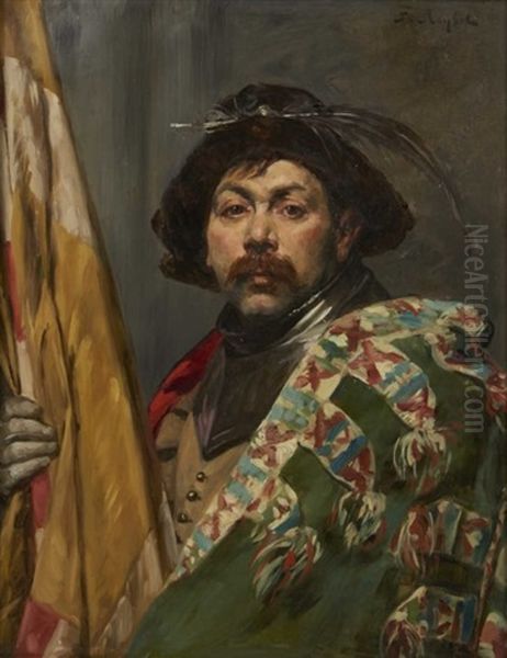 Militaire Tenant Un Chapeau Oil Painting by Ferdinand Victor Leon Roybet