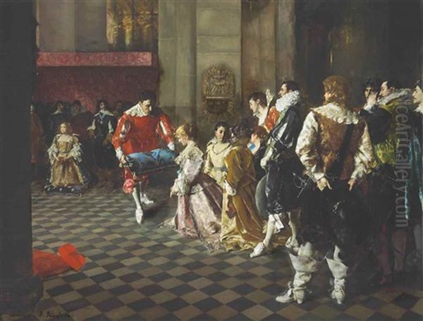 Benediction A La Cour De France Oil Painting by Ferdinand Victor Leon Roybet