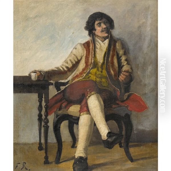 Sitzender Musketier Oil Painting by Ferdinand Victor Leon Roybet