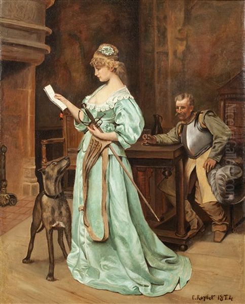 Elegante A La Lecture Oil Painting by Ferdinand Victor Leon Roybet