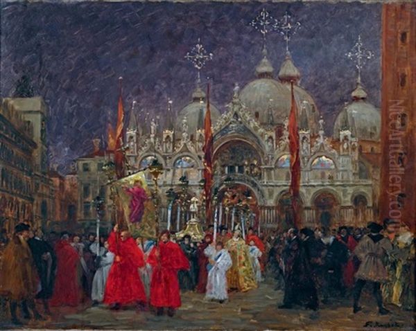 Procession Devant Saint-marc Oil Painting by Ferdinand Victor Leon Roybet