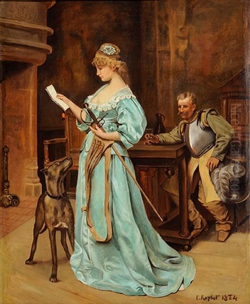 Elegante A La Lecture Oil Painting by Ferdinand Victor Leon Roybet