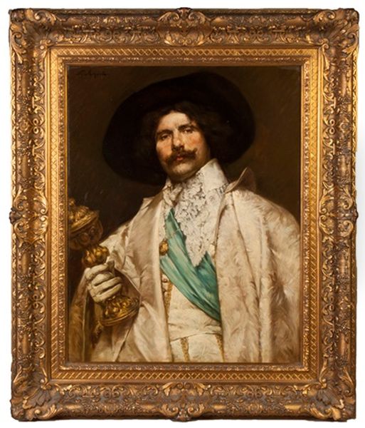 Portrait Of A Gentleman W/chalice Oil Painting by Ferdinand Victor Leon Roybet