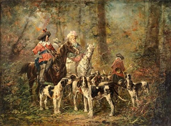 Chasse A Courre Sous Louis Xiii Oil Painting by Ferdinand Victor Leon Roybet