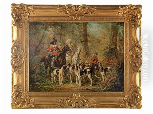 Chasse A Cour Sous Louis Xiii Oil Painting by Ferdinand Victor Leon Roybet