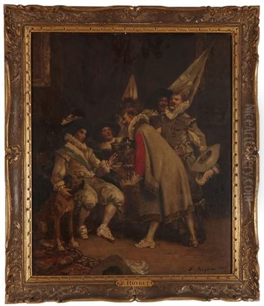 Present A La Compagnie De Mousquetaires Oil Painting by Ferdinand Victor Leon Roybet