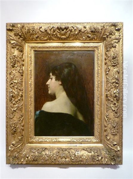 Portrait De Jeune Dame Oil Painting by Ferdinand Victor Leon Roybet