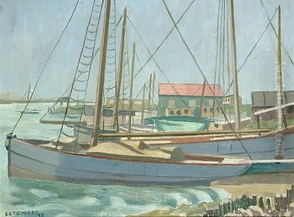 Fambridge Ferry Oil Painting by Harold Llewellyn Botcherby