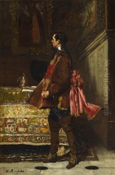 Cavalier In Interior Oil Painting by Ferdinand Victor Leon Roybet