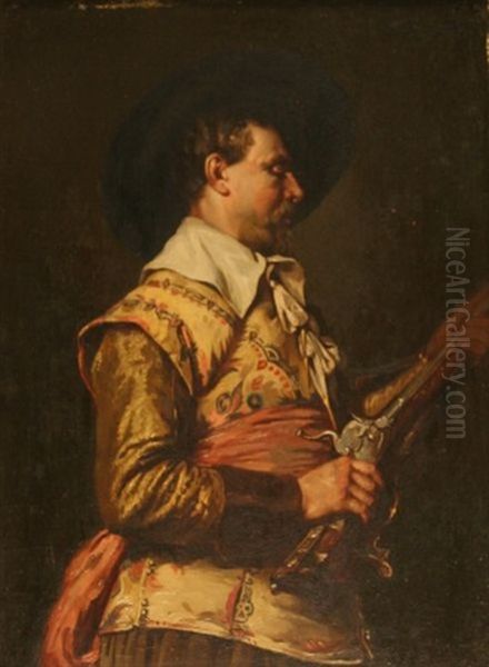 Portrait D'homme En Costume Du Xviieme Siecle Oil Painting by Ferdinand Victor Leon Roybet