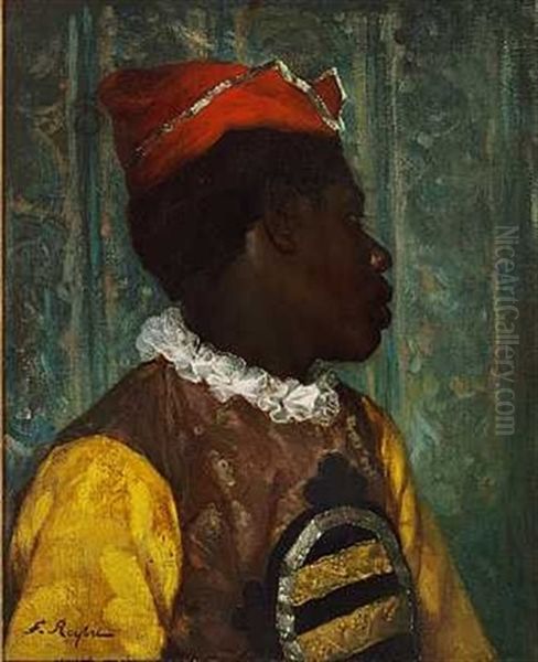 En Ung Afrikaner I Spraglet Kostume Oil Painting by Ferdinand Victor Leon Roybet