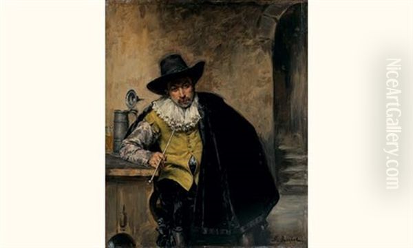 Mousquetaire A La Pipe Oil Painting by Ferdinand Victor Leon Roybet