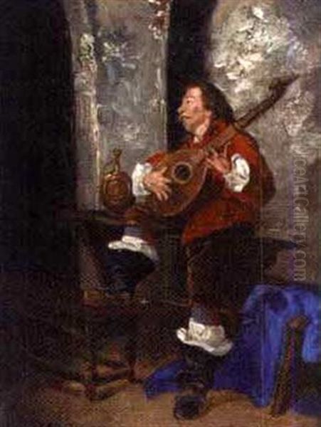 Le Mousquetaire Musicien Oil Painting by Ferdinand Victor Leon Roybet