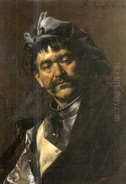 Portrait D'homme Au Chapeau Et Cuirasse Oil Painting by Ferdinand Victor Leon Roybet