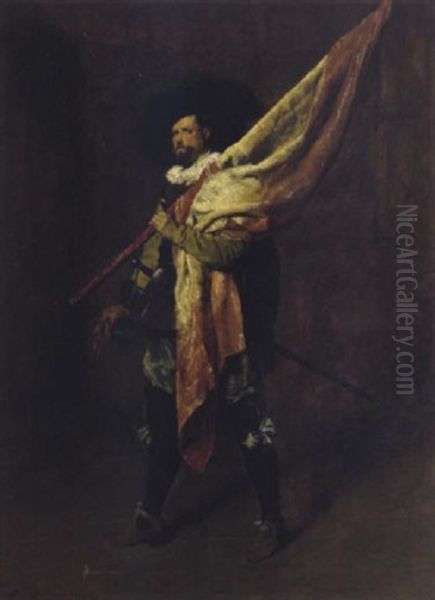 Fahnentrager Oil Painting by Ferdinand Victor Leon Roybet