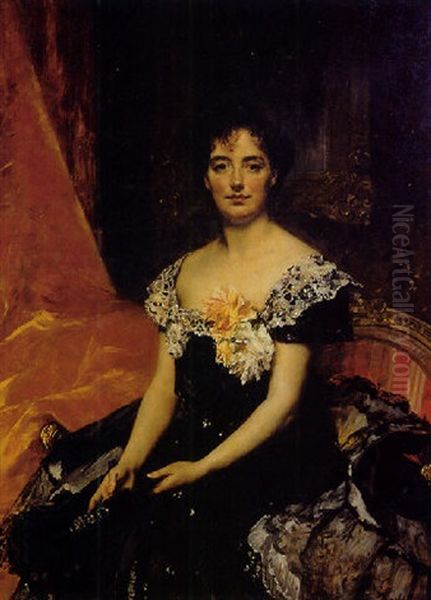 Portrait De Carmen De Wendel Oil Painting by Ferdinand Victor Leon Roybet