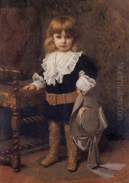 Portrait Of A Boy In Finery Oil Painting by Ferdinand Victor Leon Roybet