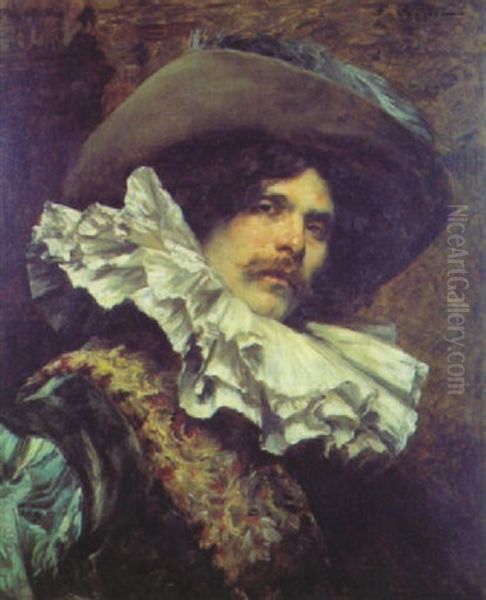 Mousquetaire A La Fraise Oil Painting by Ferdinand Victor Leon Roybet