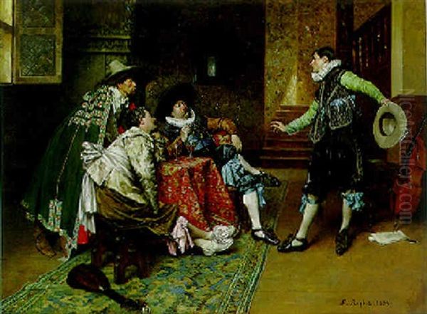 The Comedian Before The Musketeers Oil Painting by Ferdinand Victor Leon Roybet