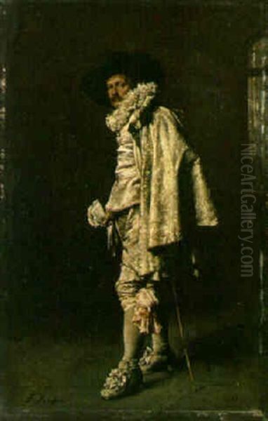 A Standing Cavalier Oil Painting by Ferdinand Victor Leon Roybet