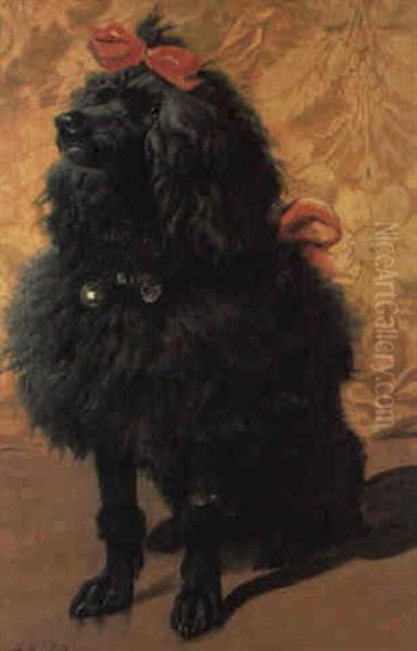 A Poodle Oil Painting by Ferdinand Victor Leon Roybet