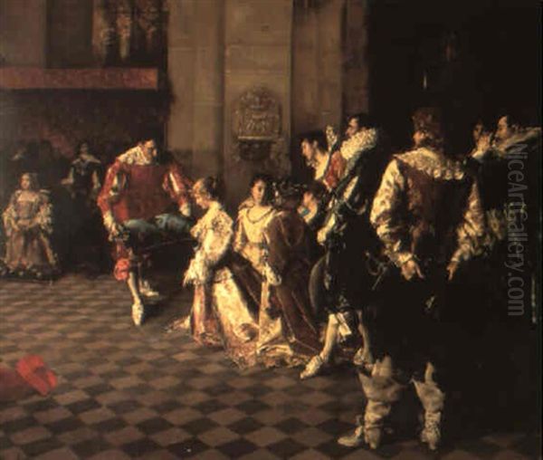 Een Zegening Aan Het Hof Oil Painting by Ferdinand Victor Leon Roybet