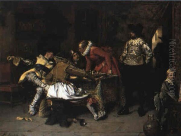 La Partie D',checs Oil Painting by Ferdinand Victor Leon Roybet